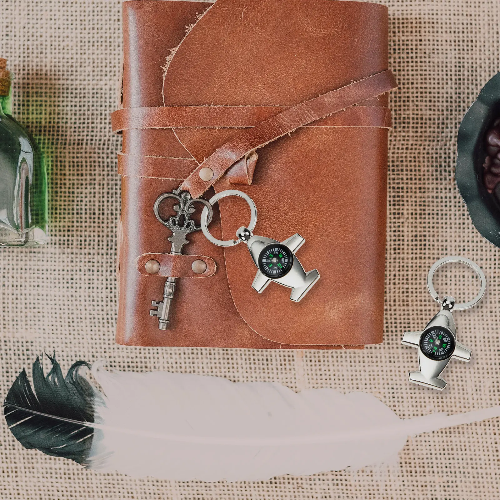 3Pcs Compass Key Ring Alloy Keychain Creative Small Key Pendant Bag Charm Gift Decoration Alloy Keyring Compass Keychain