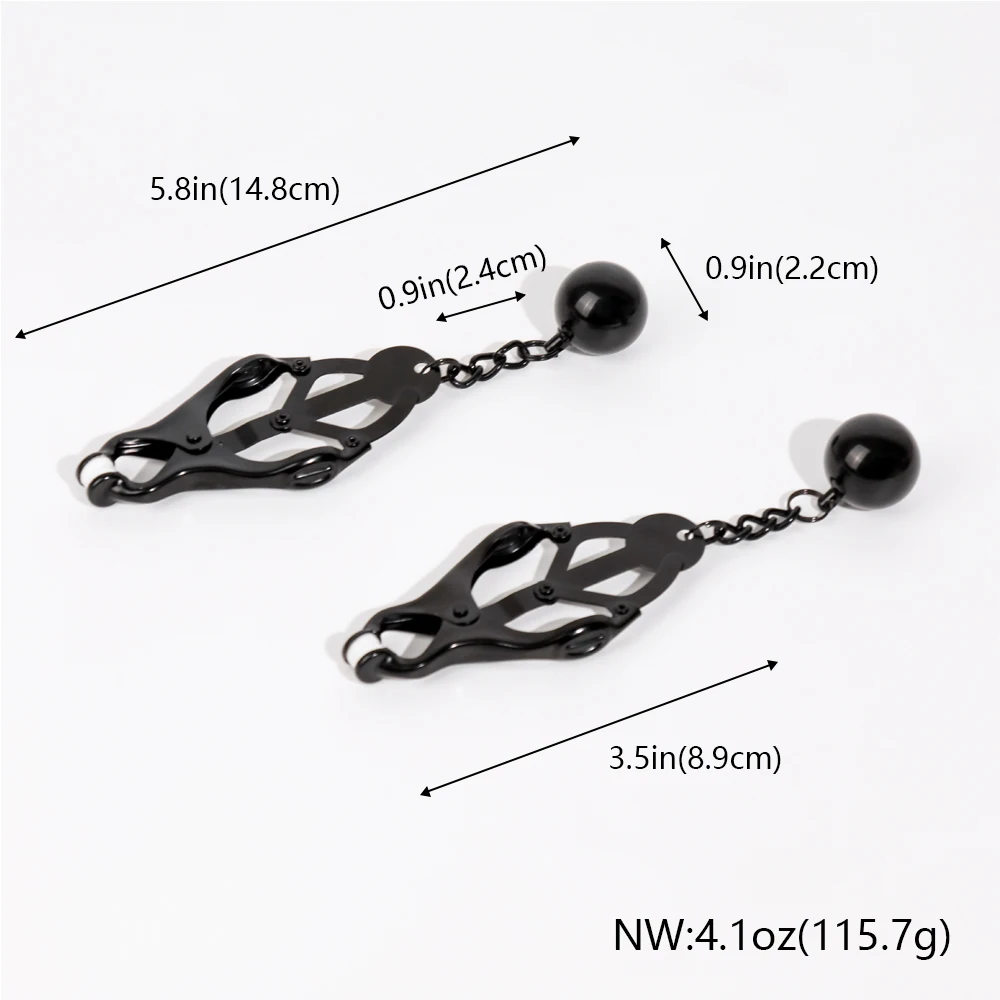 Large Metal Nipple Clamps with Weight Black Color Nipple Clips for Women Adult Sex Toys Women Nipple Jewelry SM Restraints