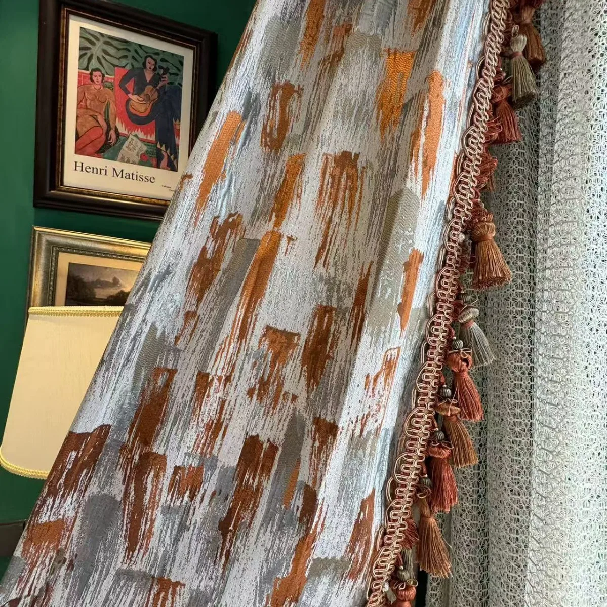 New Orange Colored Jacquard Thickened Blackout Curtains for Living Room Bedroom French Window Balcony Custom Window Screen