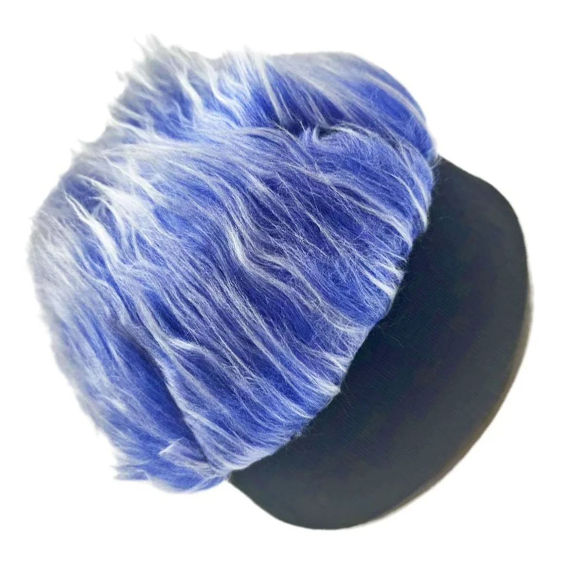 Adult Brimless Hats Baseball Cap Women Hairy Sports Hat Knitted Wig Hat W/ Wigs Man Hip Hop Headband Black+Blue