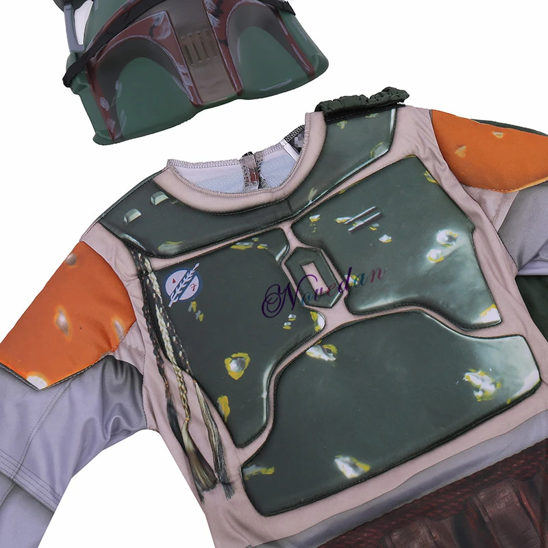 Boba Fett Costume And Helmet Kids Boys Superhero Cosplay Jumpsuit Suit Halloween Costume For Planet Wars Carnival Party Clothing