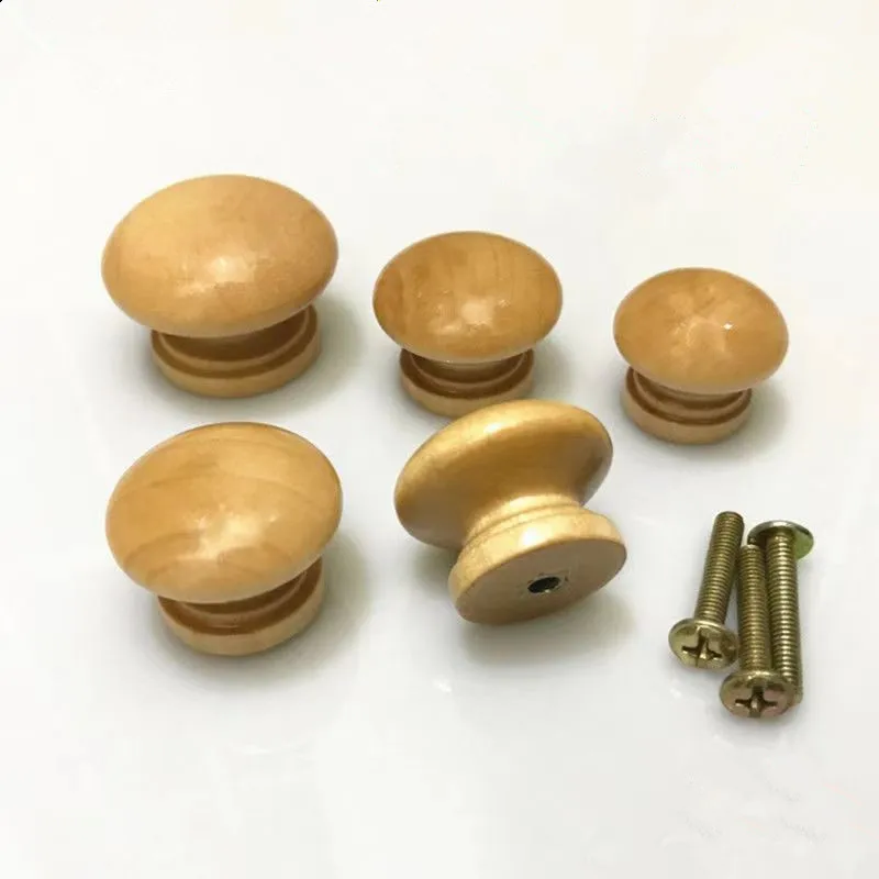 

10pcs Single Hole Mushroom Handles Furniture Hardware Solid Wood Handle Wooden Modern Cabinet Door Handle Drawer Round Knobs