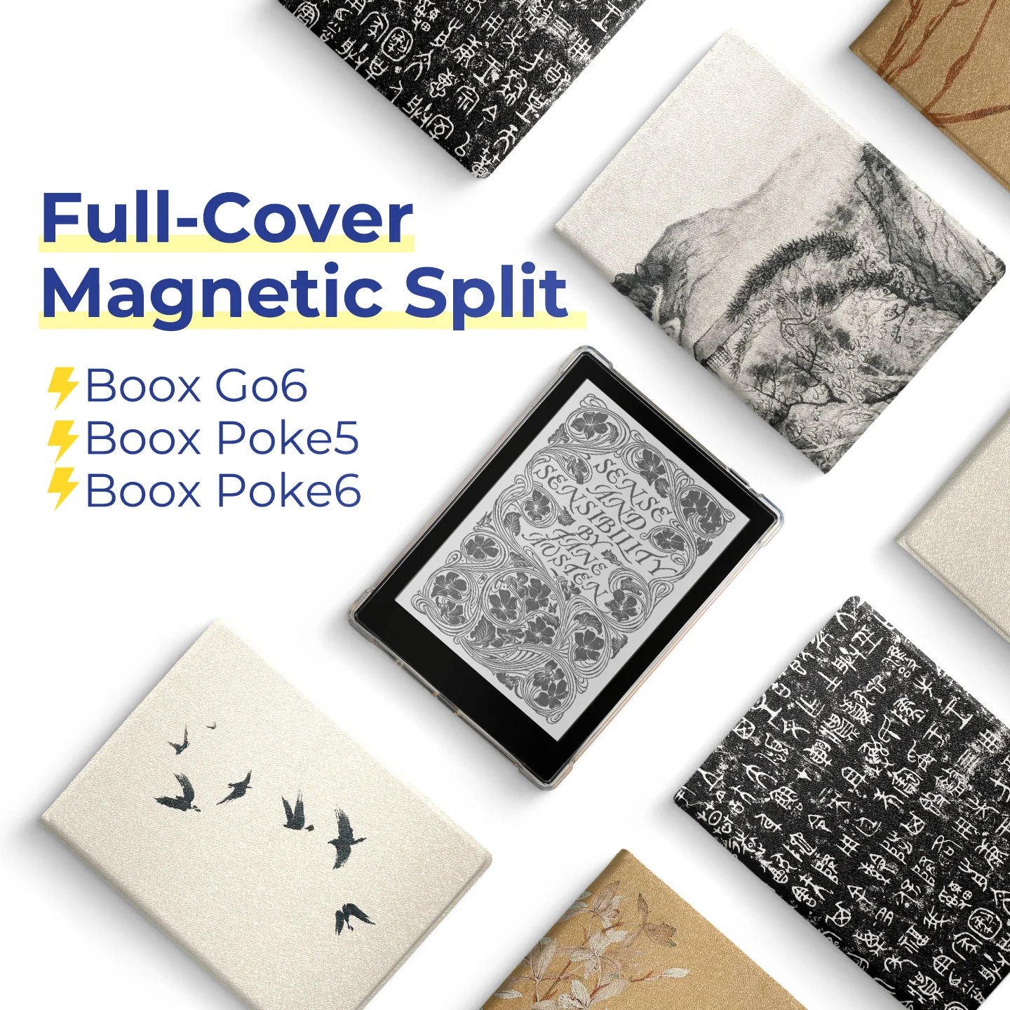 

Twosheep Magnetic Split Case for Boox Go6 / Poke6 / Poke5 PU Leather Clear Case TPU Soft Shell Auto Sleep/Wake Full Protection