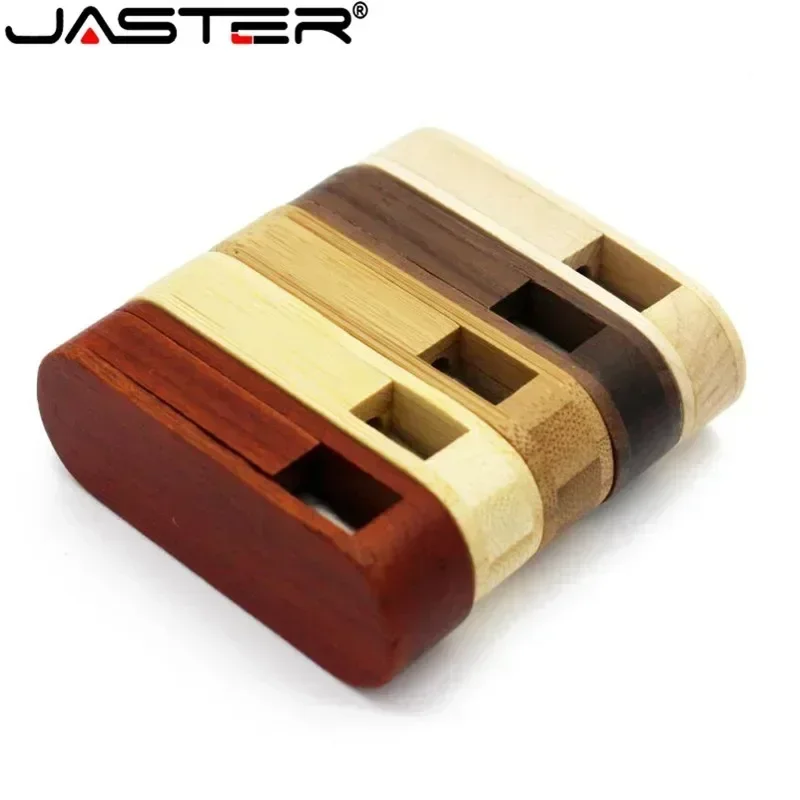 JASTER 1PCS free custom logo rotatable Wooden USB Flash Drive Memory Stick Pendrive 4GB 16GB 32GB 64GB usb creativo U disk gift