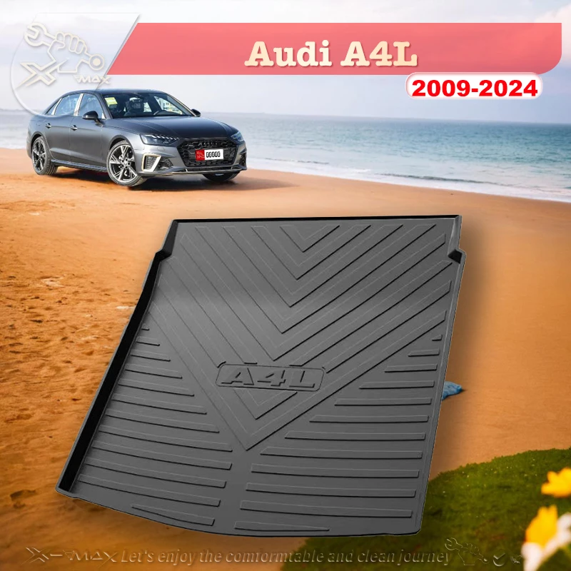 

Подходящий под заказ коврик для багажника автомобиля Audi A4L 2009-2024, всесезонный черный коврик для груза, 3D лазерные мерки, подкладки для багажника