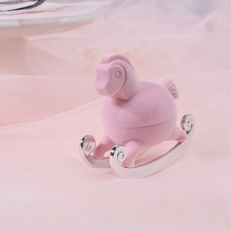 5PCS Cute Pink Pony Velvet Jewelry Box For Jewelry Packaging Rings Necklace Display Storage Garment Trims DIY Supplies