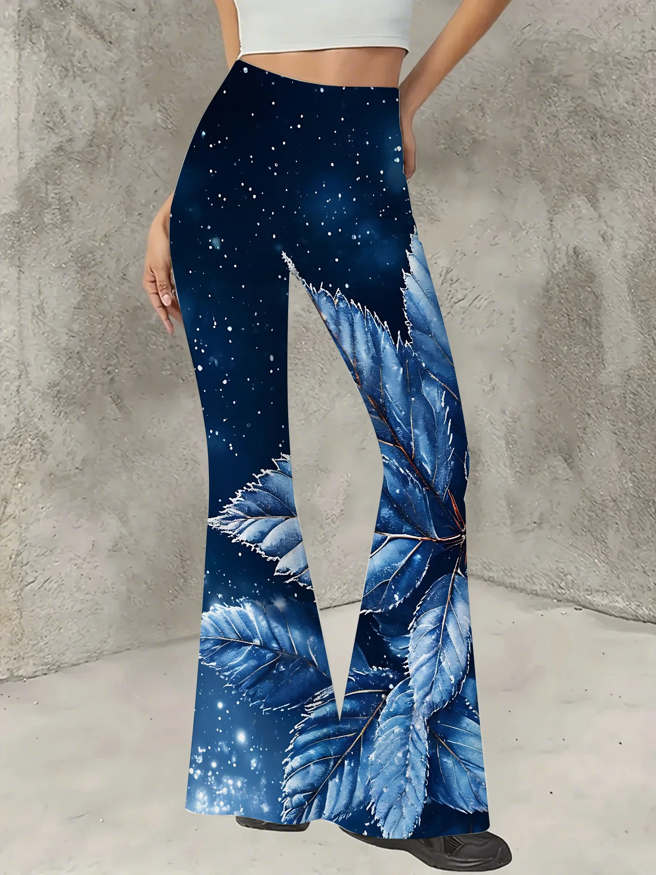 

Women's Floral Print Flare Pants Elegant Stretchy Bell Bottom Trousers Summer