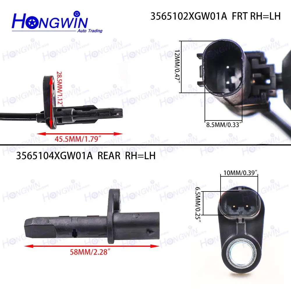 1/2/4PCS 3565102 XGW01A 3565104 XGW01A GreatWall Haval Dargo용 전면 후면 LH RH ABS 휠 속도 센서