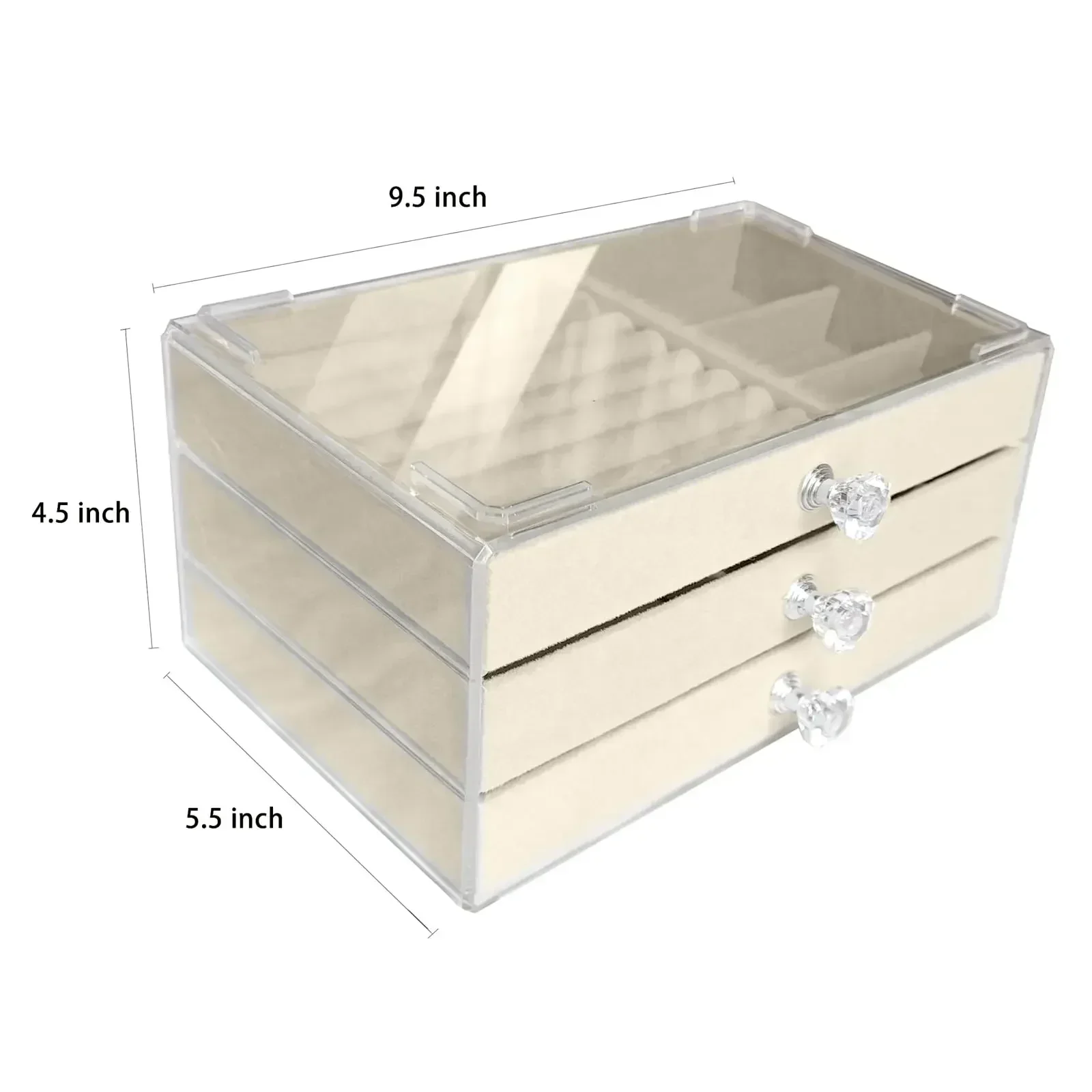 Three-layer velvet portable earrings earrings storage box jewelry dust multifunctional drawer jewelry storage box