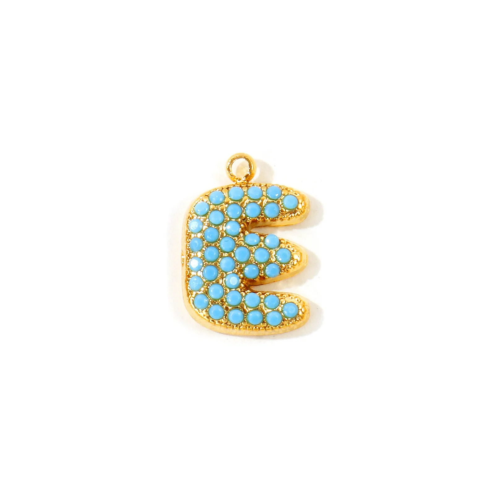 2 Stück Großbuchstaben-Anhänger "A-Z" mit Mikro-Pavé aus blauem Zirkonia, 18K vergoldet, 304 Edelstahl-Schmuckanhänger – Detail 2