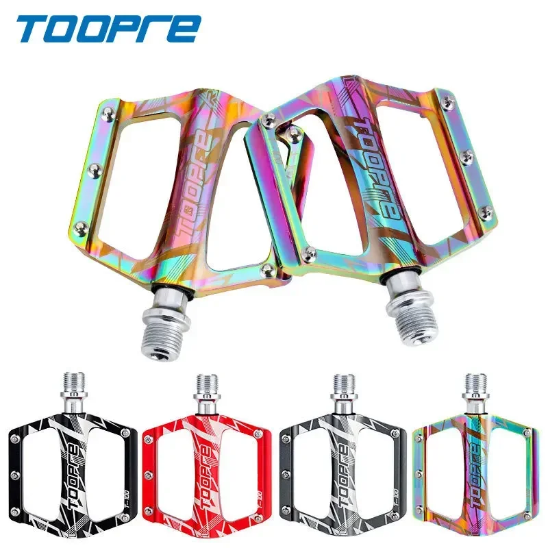 1Pair Mountain Bike Pedals Aluminum Alloy Bicycle Platform Flat Ultralight Colourful Pedals Cycling Parts Accessories T100