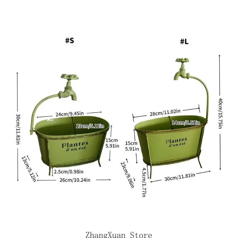 Eleganter Eisen-Gartenpflanzer mit Wasserauslauf-Design, für kleine Pflanzen, 3 x – Detail 6