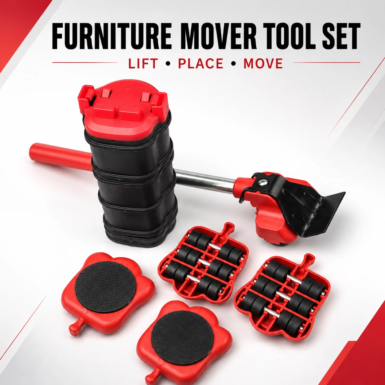 Professional Furniture Mover Tool Set, Heavy Duty Lifter with Wheeled Rollers for Home Office Appliance Moving