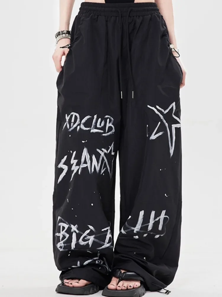 

ADAgirl Y2k Funny Printed Oversize Sweatpants Women Hip Hop Streetwear Baggy Pants Summer Fashion Wide Leg Elastic Waist Bottoms