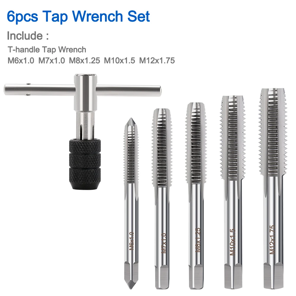 CMCP 6/8/9 stücke Einstellbare M3-M12 T-Griff Ratsche Gewindebohrer Halter Schlüssel Windeisen Bohrer Set Schraube Gewinde Gewindebohrer Bohrer Hand Werkzeuge – Detail 3