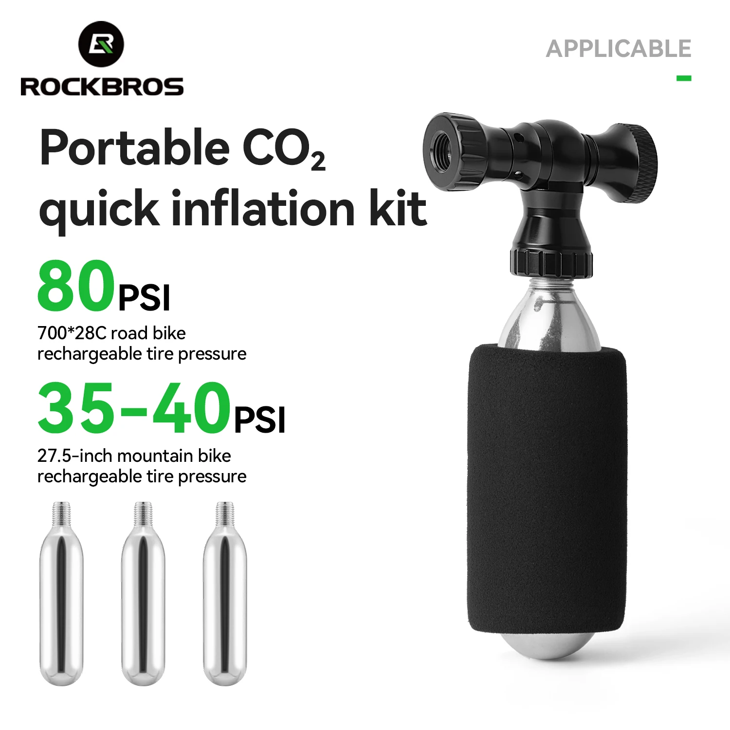 

ROCKBROS мини-велосипедный насос CO2, комплект для быстрой накачивания высокого давления, воздушный насос для шин из алюминиевого сплава, портативные аксессуары для велосипеда