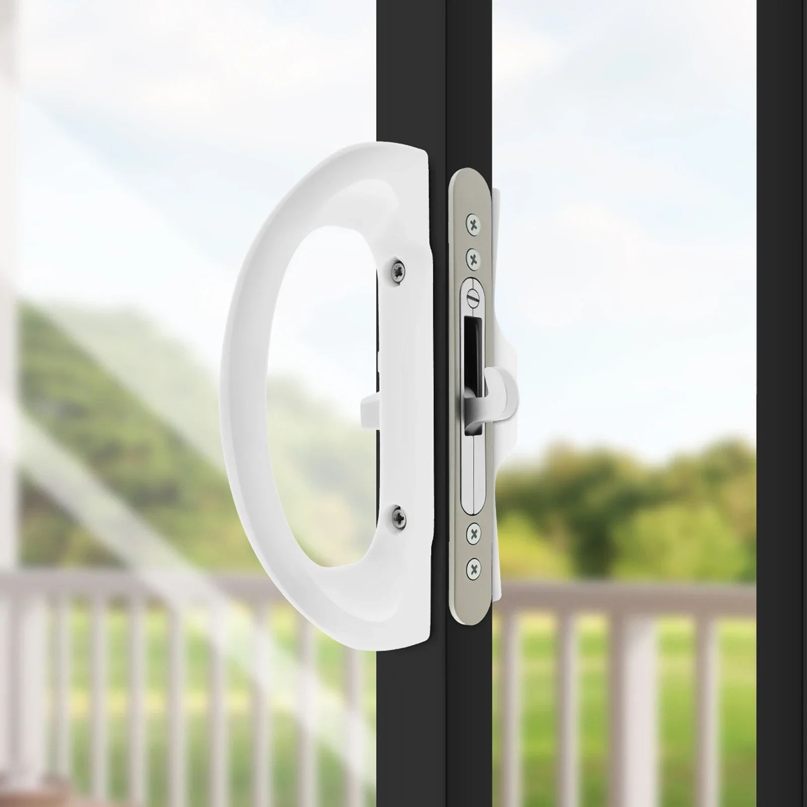 Sliding Patio Door Handle Set with Key Cylinder Mortise Style Sliding Glass Door Handle Aluminium Alloy Sliding Door Handle Lock