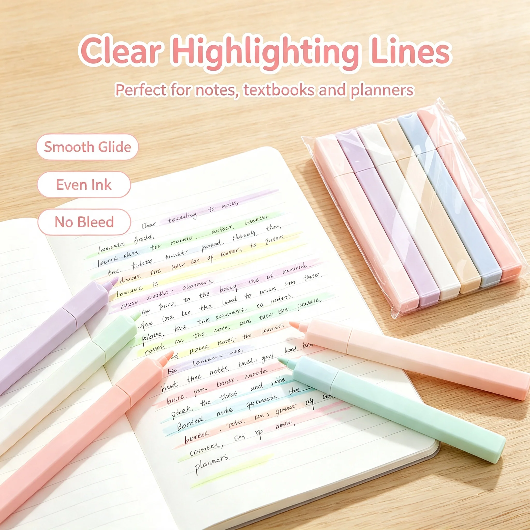 6 ชิ้น ปากกาเน้นข้อความสีลูกกว - Highlighter Set Pastel บทวิจารณ์และราคา