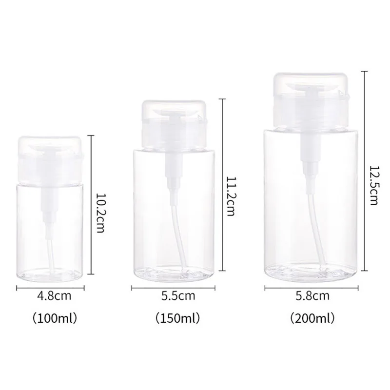 100/200ml Empty Press Pump Dispenser Push-type Bottling Push Down Empty Pump Dispenser Bottle for Nail Polish and Makeup Remover