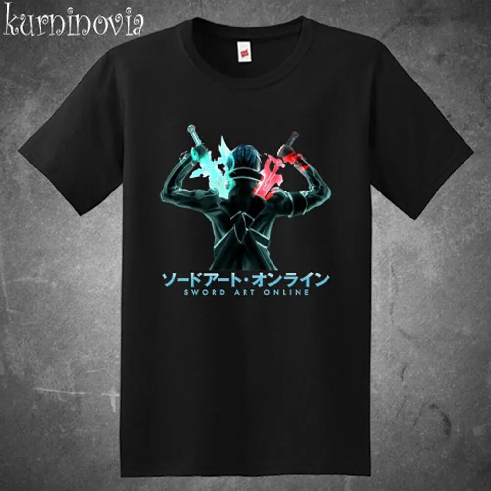 

SAO Sword Art Online Anime MMORPG Men's Black T-Shirt Size S to 5XL