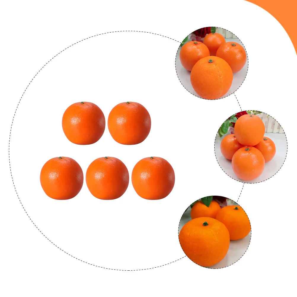 5 Pcs Orange Model Fake Ornaments Fruit Decorations Realistic Lifelike Oranges Simulated Models Props