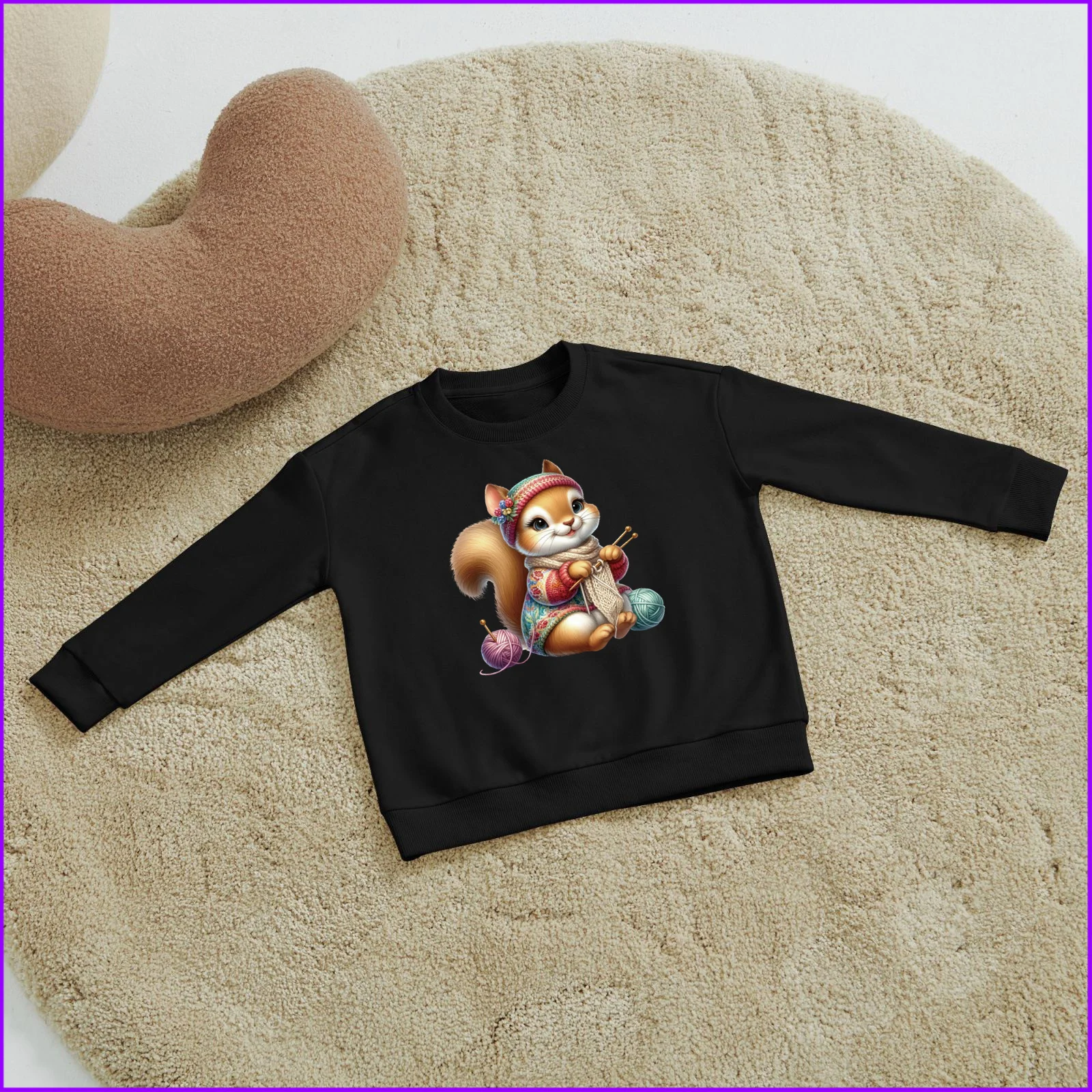 Animals Knitting A Sweater Squirrel Sja2413 Kids Boys Girls Hoodies Sweatshirts Outerwear Sweaters Winter Teenagers Tweens