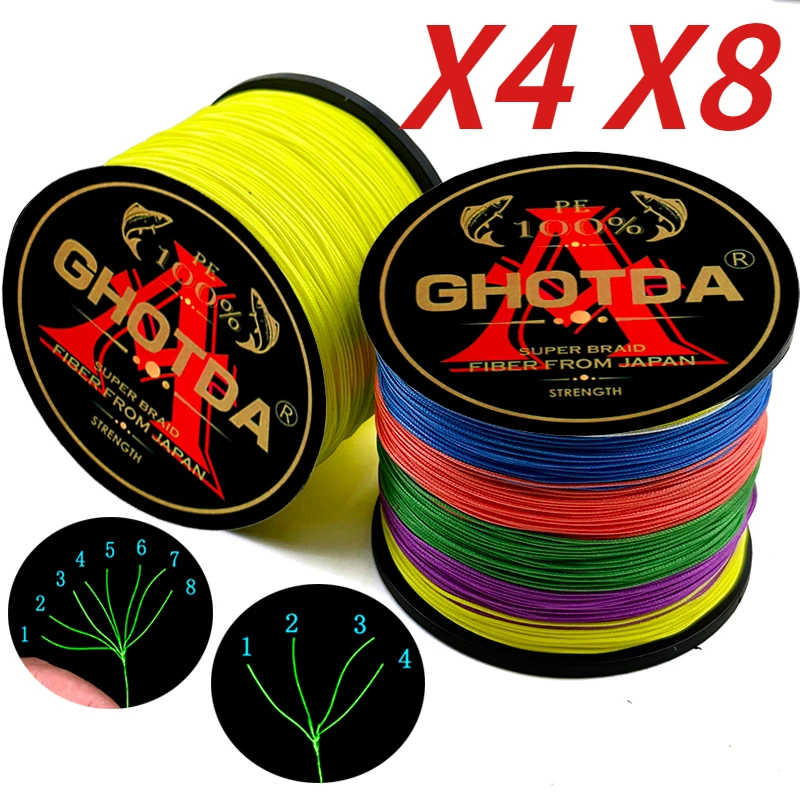 JOF X4/8 Strands Carp Fly Fishing Line 1000M Braided Multifilament PE Wire Super Strong 10-80LB Durable Smooth Weave Tackle