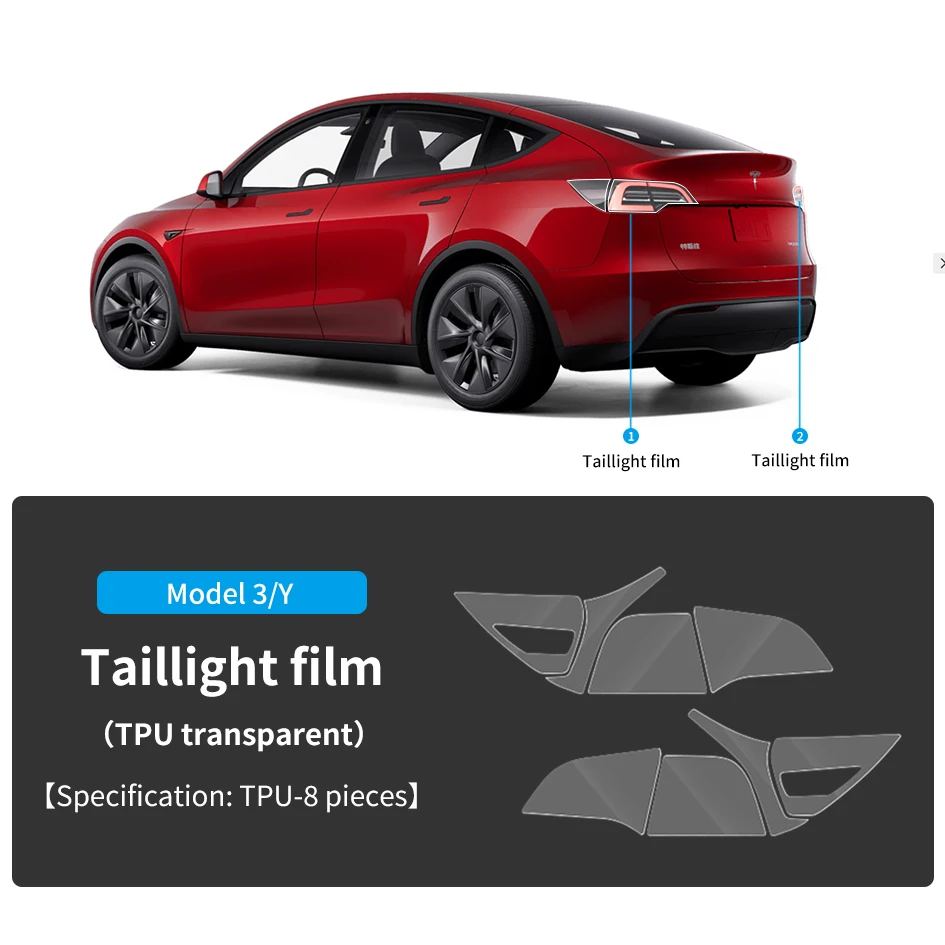 Carbon Flash voor Tesla 2021-23 Model 3 Y TPU Autofolie Transparant Refit Sticker Bescherming Beschermende Transparante Achterlicht Fil