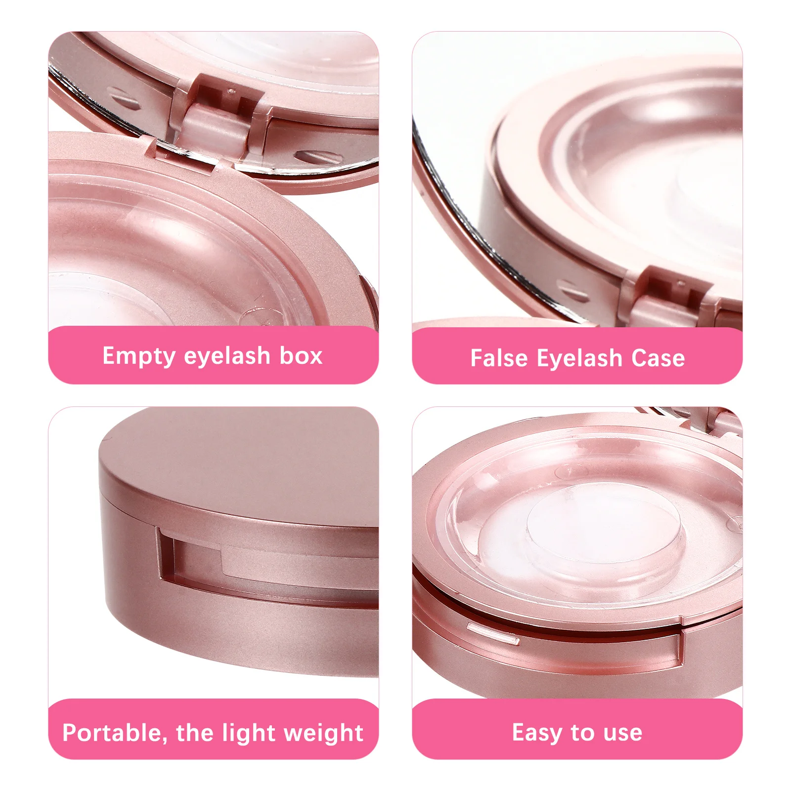 Estuches de almacenamiento para pestañas, organizador redondo de plástico de doble capa, soporte para pestañas de viaje, espejo compacto, 5 uds.