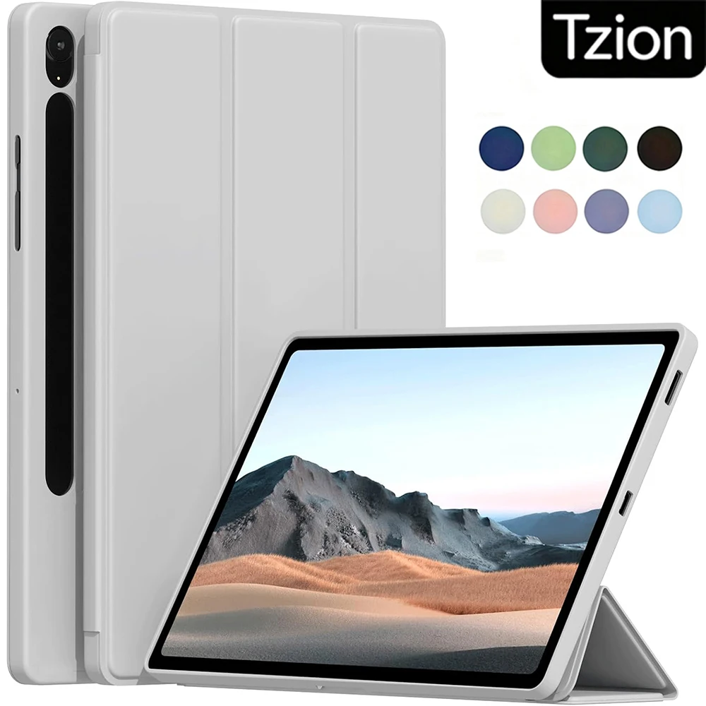Für Samsung Galaxy Tab S7 S8 S9 S10 FE Lite 10.9 11 SM-X400 X510 X710 X700 T870 Flip Stand Cover Weiche Silikon-Rückseite Tablet-Hülle