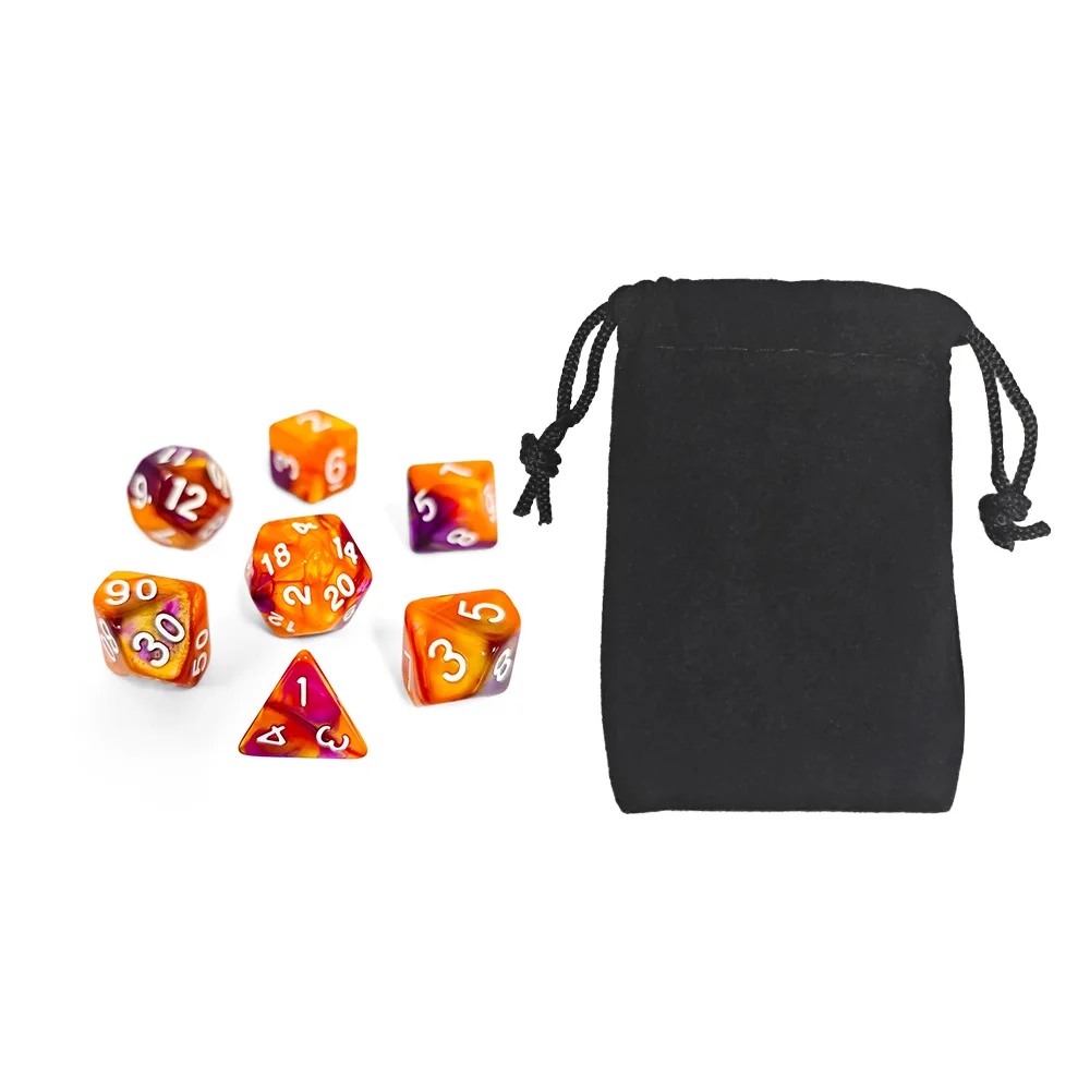 7Pcs/Set DND Blend Dice Colours Mixing Effect Unique Polyhedral Dices for RPG Role Playing Table Games Board Game Accessory