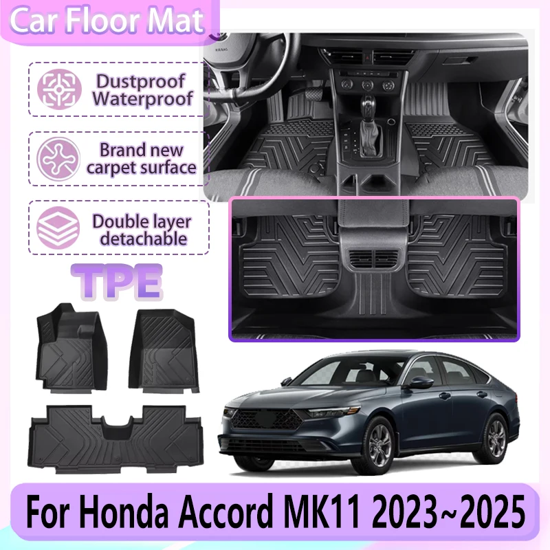 

Подушечка для ног TPE для Honda Accord 11th Gen MK11 2023 2024 2025 автомобильные коврики грязеотталкивающий ковер с полной подушкой автомобильные аксессуары