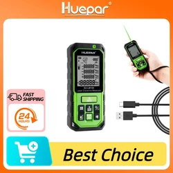 Huepar Laser Rangefinder Green Beem Laser Distance Measure with Angle Sensor LCD Digital Tape Measure 60M/100M/120m