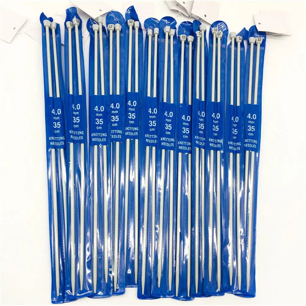 22 Pcs Tools Chunky Knitting Needles Single Pointed Crochet Stainless Steel Hooks Silver Straight