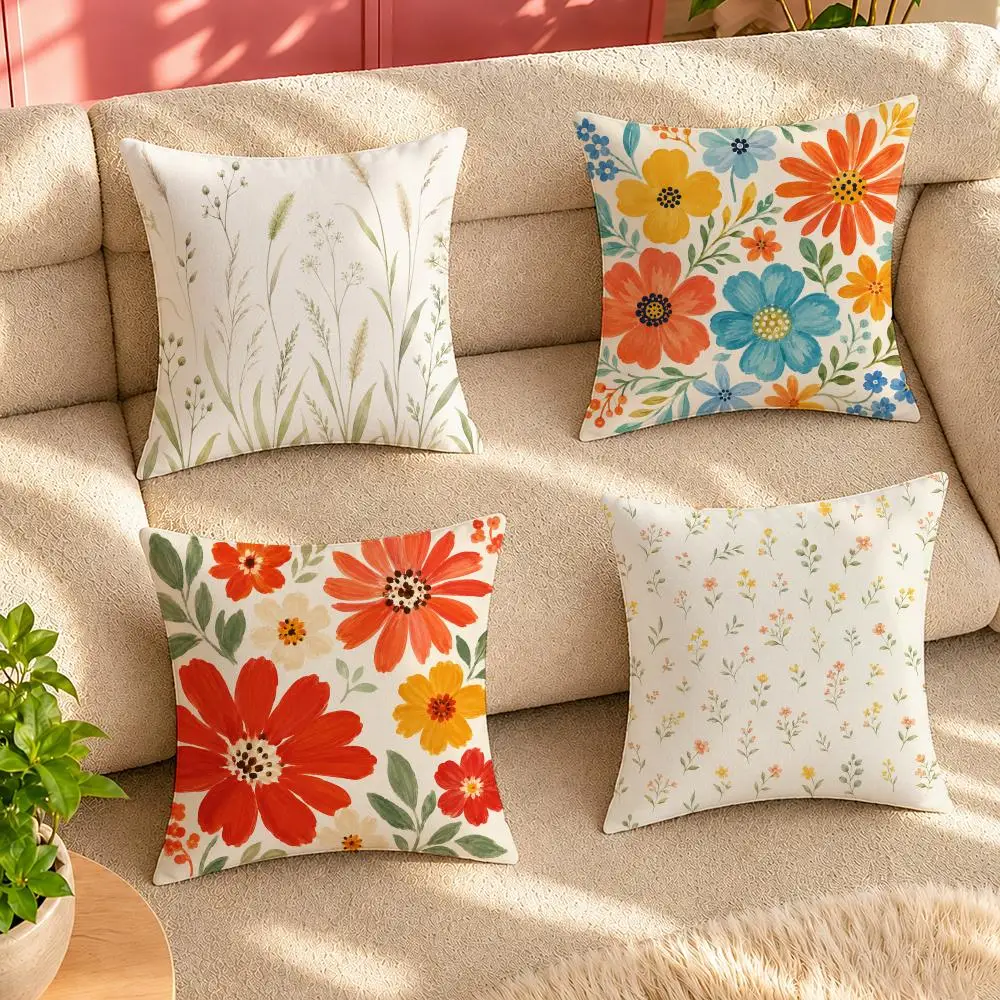 Fresh Cottage Floral Pattern Cushion Cover Pillow Cover Decorative Throw Couch Home Decor for Living Room Sofa