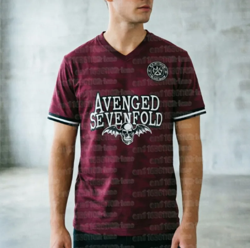 Avenged Sevenfold Football Tee V-neck Summer Short Sleeve T-shirt Jersey Streetwear Unisex Casual Print Merch Top FamilyMatching