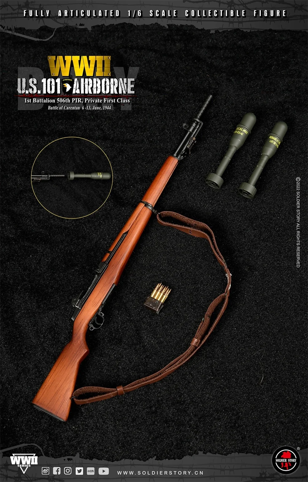 1/6 جندي SS126 الحرب العالمية الثانية الولايات المتحدة 101 كتيبة خاصة من الدرجة الأولى ريان أسلحة صغيرة نموذج M1 غاراند بازوكا المواد البلاستيكية لمحبي