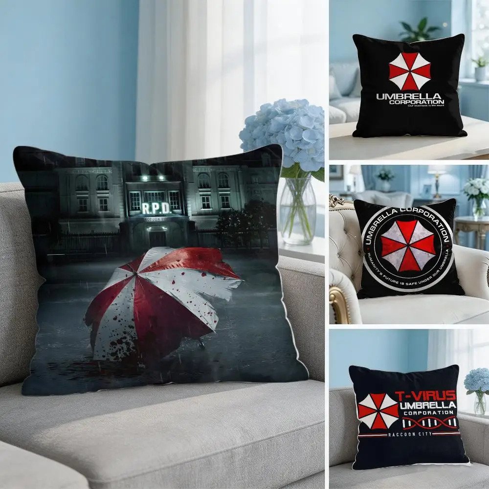 Game R-Resident E-Evil U-Umbrella Cushion Cover Short Plush Throw Pillow Cover Hidden Zipper Cutecore Sofa Bedroom Home Decor