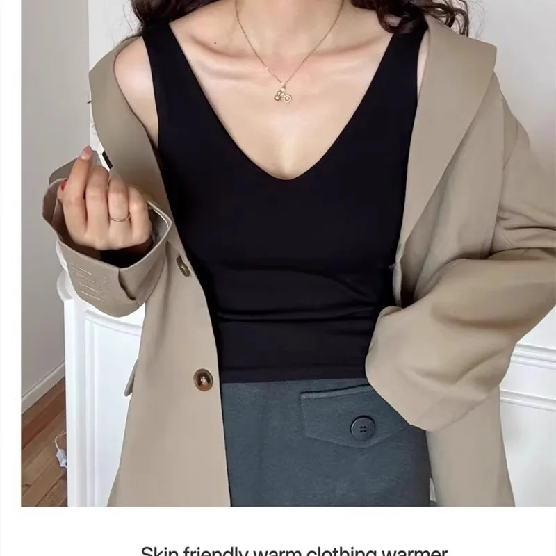 الدافئة محبوك صوف مبطن الخامس الرقبة سترة المرأة القطن الحرارية سترة الخريف الشتاء Ankllar الأحمر دافئ قاعدة طبقة علوية للنساء