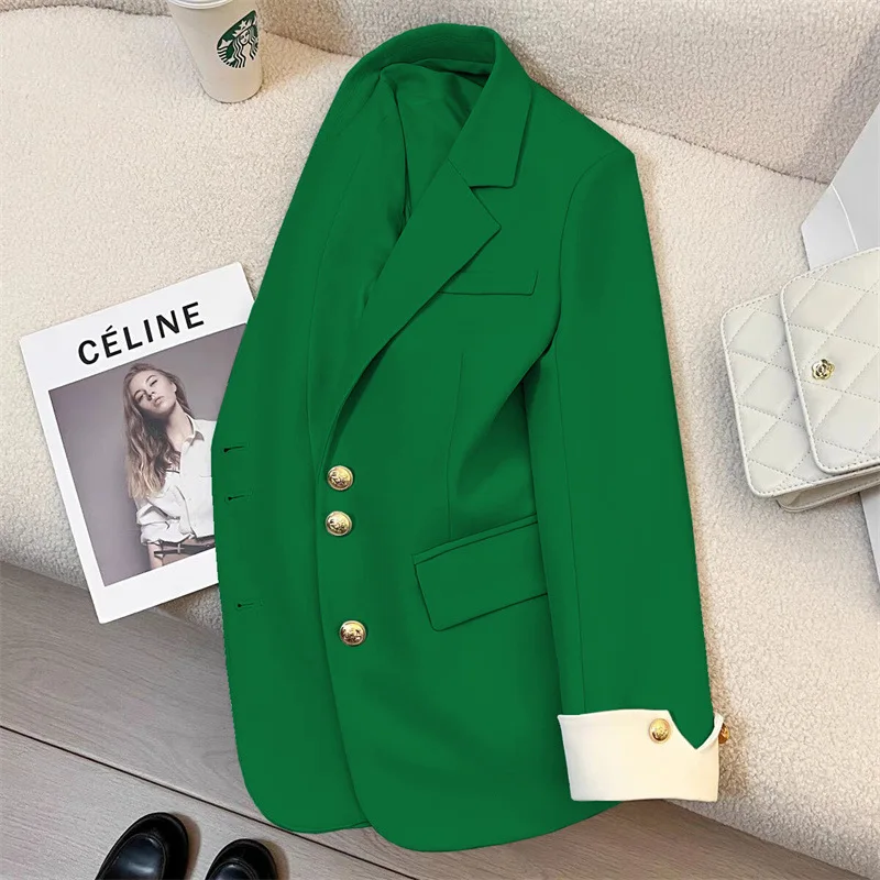 Spring New Fashion Women’s Casual Elegant Trendy Solid Color Single-breasted Long Sleeve Suit Blazers Female Clothes Coats Tops
