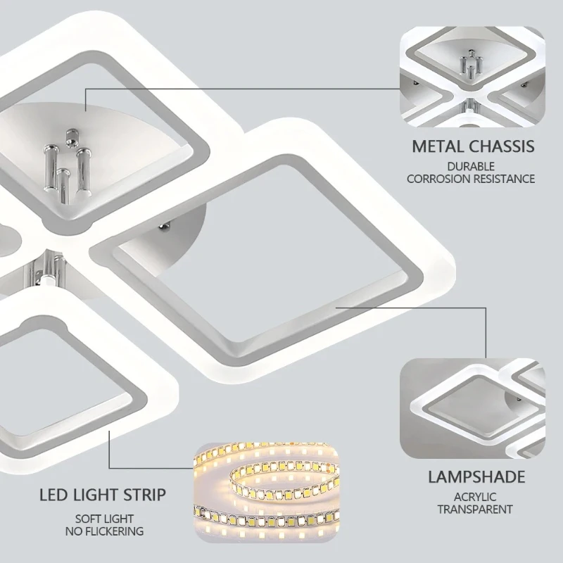 Nordic Designer LED Chandeliers Creative Grid Applicable To Decoration Maison Home Decor Pendant Lamps for Ceiling