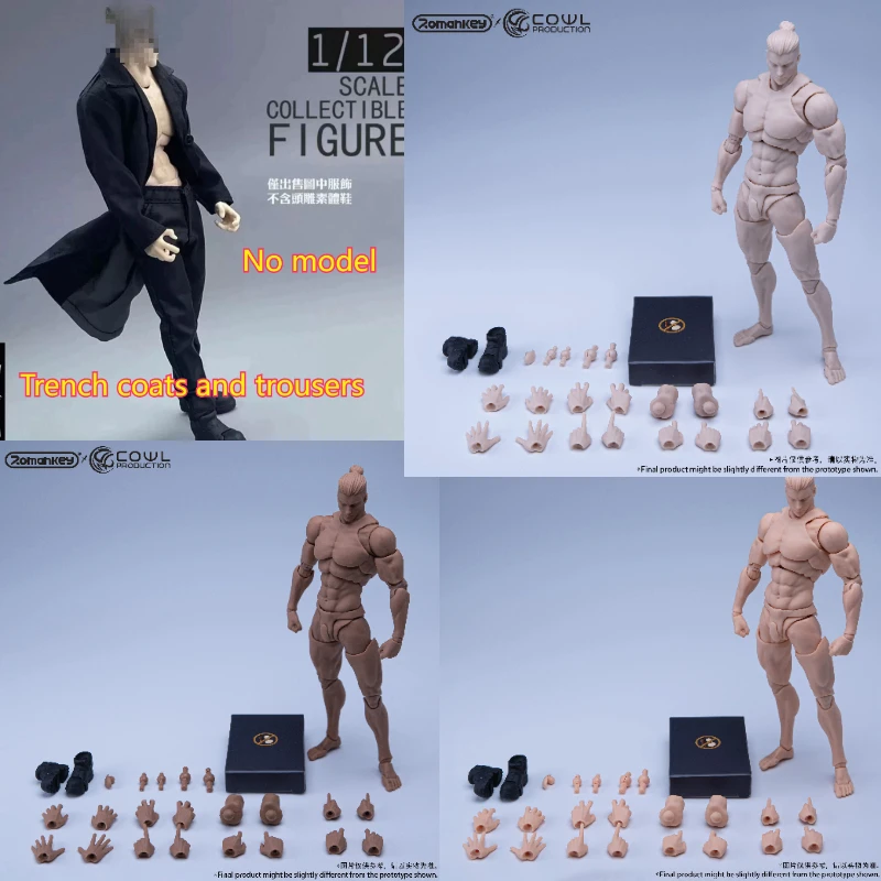 In Stock Romankey X COWL 1/12 Scale Male Muscle Articulated Doll Super Flexible Joint Body 16cm White Yello Black Action Figure