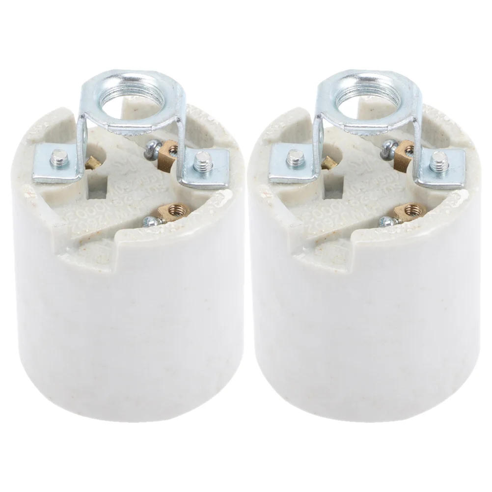 

2 PCS Ceiling Light Ceramic Lamp Holder Base Socket Ceramics Chandelier Bulbs White Screw for Sockets