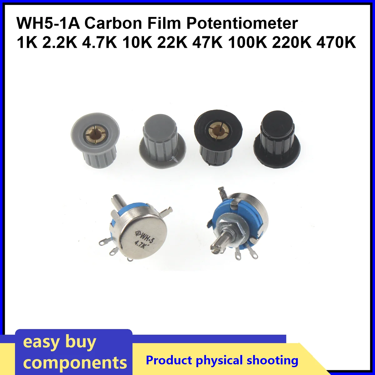 

2 шт. потенциометры с углеродной пленкой WH5-1A 470R 1K 1K5 2K2 4K7 10K 22K 47K 100K 220K 470K 1M