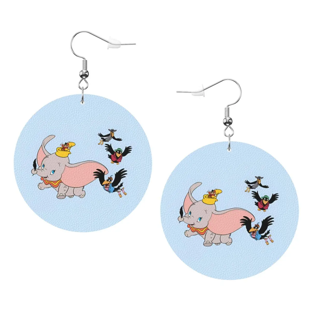 Pendientes colgantes de cuero PVC con diseño de dibujos animados de Dumbo, joyería para mujer, elefante lindo, regalo para esposa o madre