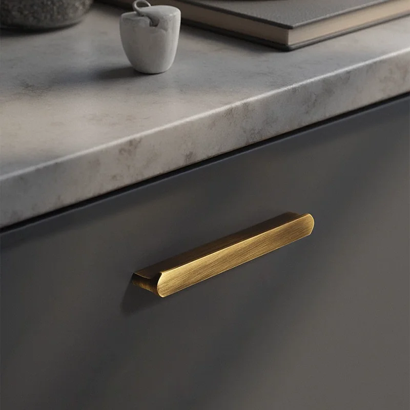 Antique Copper Handle, Simple High-end Cabinet Wardrobe Door Handles, Retro Pure Brass Pulls