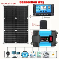 18V 18W Solar Panel+30A Controller+4000W Modified Sine Wave Inverter 12V to 110/220V Solars Panels System Power Generation Kit