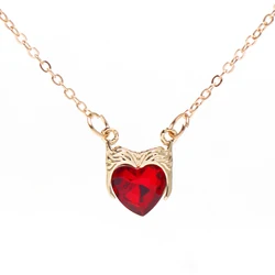 Movie Scarlet Witch Crown Necklace Scarlet Witch Red Heart Love Zircon Pendant Necklace Magic Jewelry Gifts