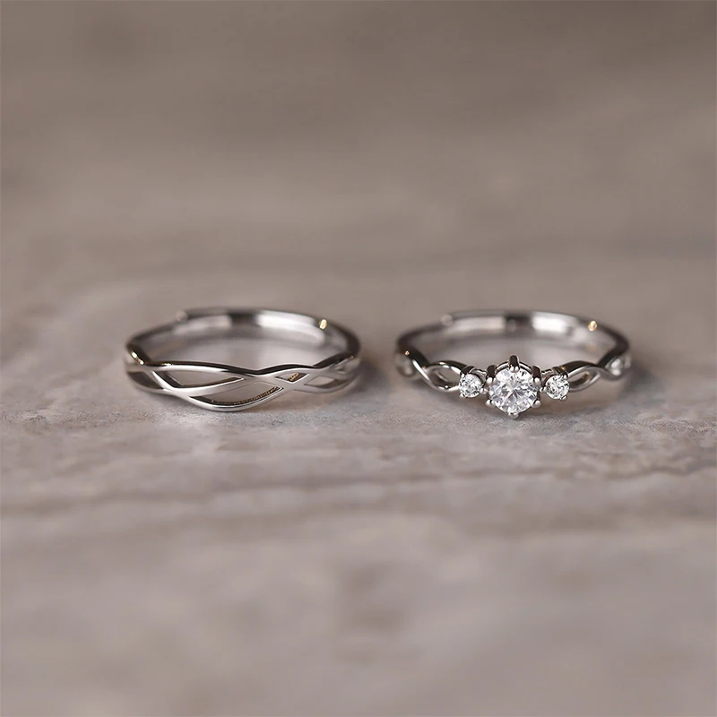 

JYJIAYUJY 100% Whole Original Sterling Silver S925 Couple Ring In Stock Minimalist lines Jewelry Gift Daily Use JYCPR06