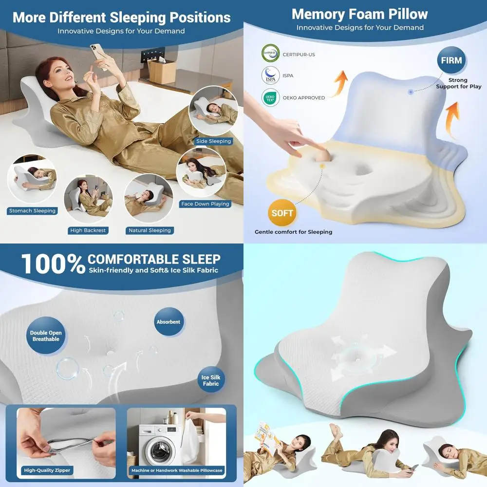 

Подушка из пены с эффектом памяти для кровати, дивана и пола — эргономичная опора для головы, подбородка и спины в цвете-белого цвета